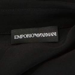 Pre Owned Emporio Armani Black Silk Button Front Shirt M