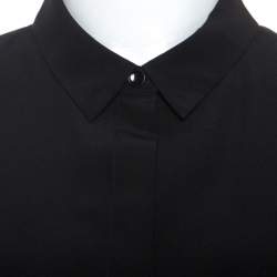 Pre Owned Emporio Armani Black Silk Button Front Shirt M