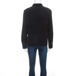 Pre Owned Emporio Armani Black Silk Button Front Shirt M