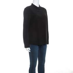 Pre Owned Emporio Armani Black Silk Button Front Shirt M