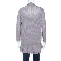 Pre Owned Emporio Armani Grey Crochet Knit Top and Cardigan Set L