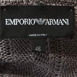 Pre Owned Emporio Armani Grey Crochet Knit Top and Cardigan Set L