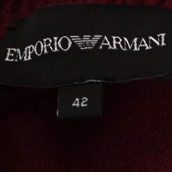 Pre Owned Emporio Armani Burgundy Cashmere Blend Ruffled Collar Cardigan M 