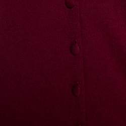 Pre Owned Emporio Armani Burgundy Cashmere Blend Ruffled Collar Cardigan M 