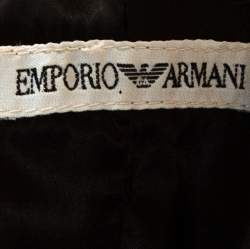 Pre Owned Emporio Armani Brown Leather Fur Collared Vintage Jacket M