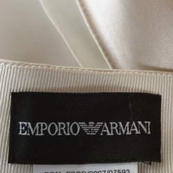 Pre Owned Emporio Armani Cream Stretch Silk Satin Tulip Skirt L