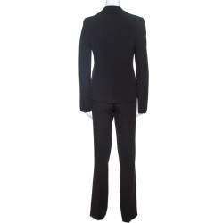 Pre Owned Emporio Armani Black Stripe Pattern Wool Blend Trouser Suit M