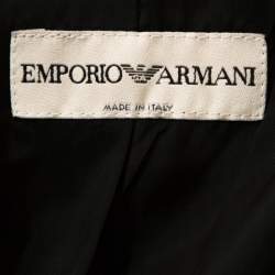 Pre Owned Emporio Armani Black Stripe Pattern Wool Blend Trouser Suit M