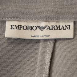 Pre Owned فستان أمبوريو أرماني تفاصيل حزام أبليك زهور كريب رمادي S