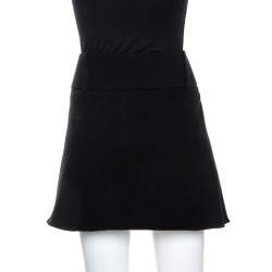 Pre Owned Emporio Armani Black Wool Belted Mini Skirt L