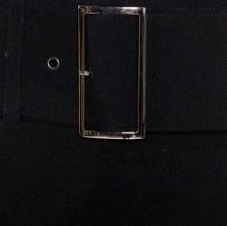 Pre Owned Emporio Armani Black Wool Belted Mini Skirt L