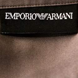 Pre Owned Emporio Armani Taupe Silk Collar Detail Shirt S