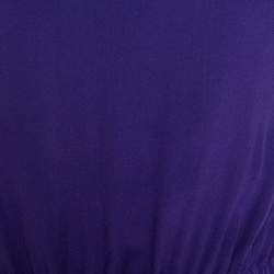 Pre Owned Emporio Armani Purple Silk Open Back Detail Puff Sleeve Dress M
