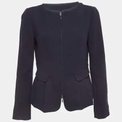 Emporio Armani Navy Blue Wool Zip Front Jacket M