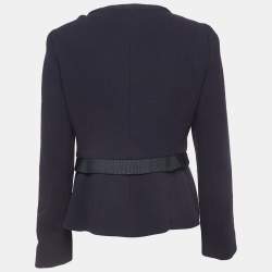 Emporio Armani Navy Blue Wool Zip Front Jacket M