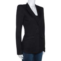 Pre Owned Emporio Armani Black Stretch Knit Three Button Blazer S