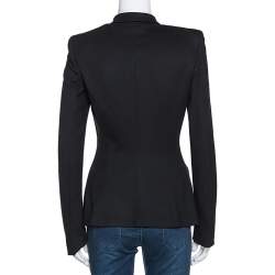 Pre Owned Emporio Armani Black Stretch Knit Three Button Blazer S