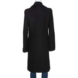 Pre Owned Emporio Armani Black Wool Double Breasted Coat M