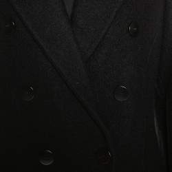 Pre Owned Emporio Armani Black Wool Double Breasted Coat M