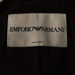 Pre Owned Emporio Armani Black Wool Double Breasted Coat M