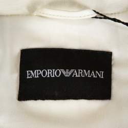 Emporio Armani Cream Leather Single Button Blazer S