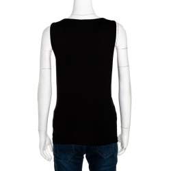 Pre Owned Emporio Armani Black Jersey Beaded Butterfly Applique Top M