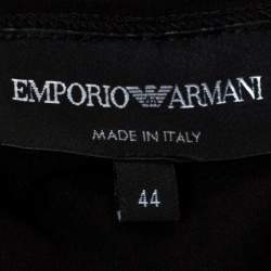 Pre Owned Emporio Armani Black Jersey Beaded Butterfly Applique Top M