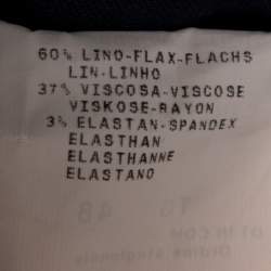 Pre Owned Emporio Armani Navy Blue Linen Fitted Skirt L