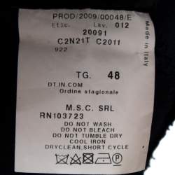 Pre Owned Emporio Armani Navy Blue Linen Fitted Skirt L