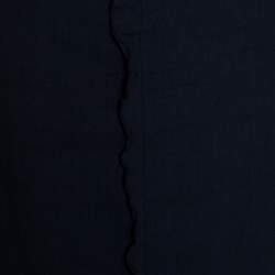 Pre Owned Emporio Armani Navy Blue Linen Fitted Skirt L