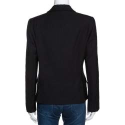 Pre Owned Emporio Armani Black Wool Single Buttoned Jacket M