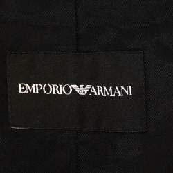 Pre Owned Emporio Armani Black Wool Single Buttoned Jacket M
