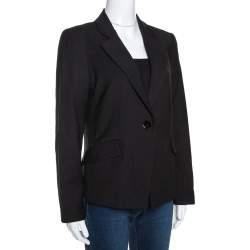 Pre Owned Emporio Armani Black Wool Single Buttoned Jacket M