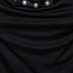 Pre Owned Emporio Armani Black Silk Bead Embellished Sleeveless Top S