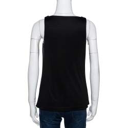 Pre Owned Emporio Armani Black Silk Bead Embellished Sleeveless Top S
