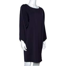 Pre Owned Emporio Armani Dark Purple Wool Blend Tunic Dress M