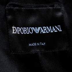 Pre Owned Emporio Armani Black Embellished Silk Blend Zip Front Top S