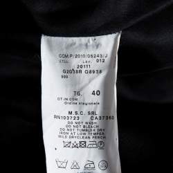 Pre Owned Emporio Armani Black Embellished Silk Blend Zip Front Top S