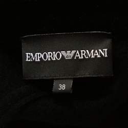 Pre Owned Emporio Armani Black Wool Cutout Detail Mid Length Coat S