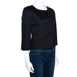 Pre Owned Emporio Armani Black Double Breasted Short Jacket S