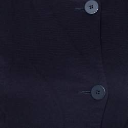 Pre Owned Emporio Armani Navy Blue Cotton Knit Peplum Jacket S