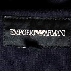 Pre Owned Emporio Armani Navy Blue Cotton Knit Peplum Jacket S