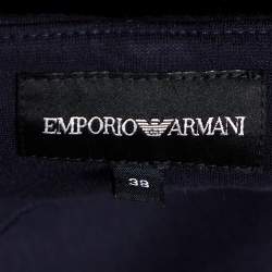 Pre Owned Emporio Armani Navy Blue Cotton Knit Peplum Jacket S