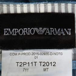 Pre Owned Emporio Armani Light Blue Linen High Waist Pants S