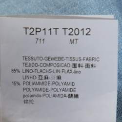 Pre Owned Emporio Armani Light Blue Linen High Waist Pants S