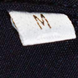 Pre Owned Emporio Armani Navy Blue Crepe Long Sleeve Blouse M