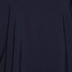 Pre Owned Emporio Armani Navy Blue Crepe Long Sleeve Blouse M