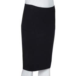 Pre Owned Emporio Armani Black Stretch Jersey Pencil Skirt S
