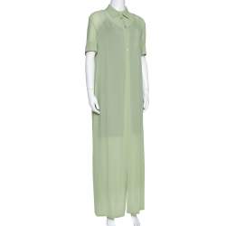 Pre Owned فستان قميص ماكسي إمبوريو أرماني  كريب أخضر فاتح مقاس متوسط - ميديوم