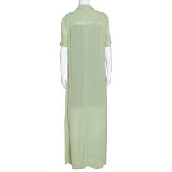 Pre Owned فستان قميص ماكسي إمبوريو أرماني  كريب أخضر فاتح مقاس متوسط - ميديوم